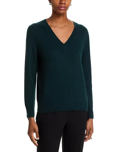 C By Bloomingdale's Cashmere Cashmere V Neck Sweater - Exclusive In Green