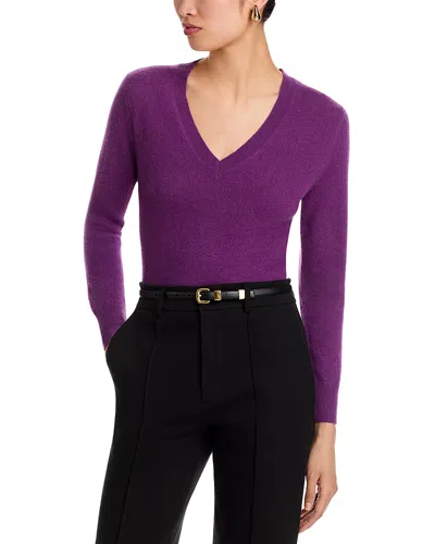 C By Bloomingdale's Cashmere Cashmere V Neck Sweater - Exclusive In Purple