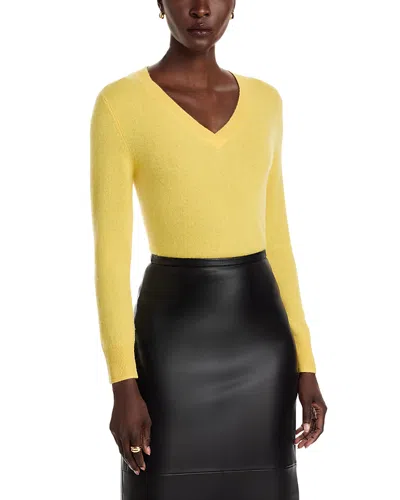 C By Bloomingdale's Cashmere Cashmere V Neck Sweater - Exclusive In Yellow
