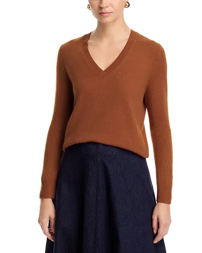 C By Bloomingdale's Cashmere Cashmere V Neck Sweater - Exclusive In Brown