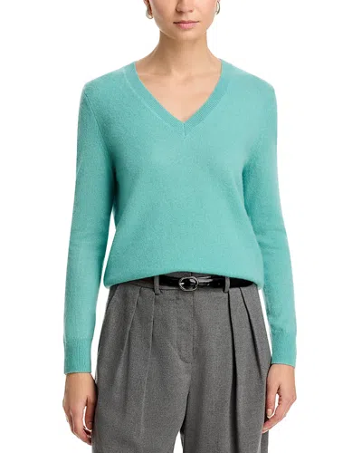 C By Bloomingdale's Cashmere Cashmere V Neck Sweater - Exclusive In Green