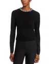 C By Bloomingdale's Cashmere Crystal Trim Sweater - Exclusive In Black
