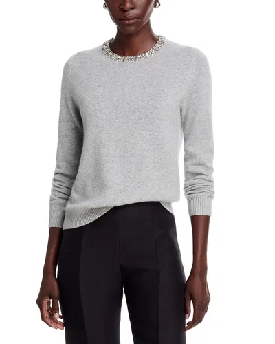 C By Bloomingdale's Cashmere Crystal Trim Sweater - Exclusive In Gray