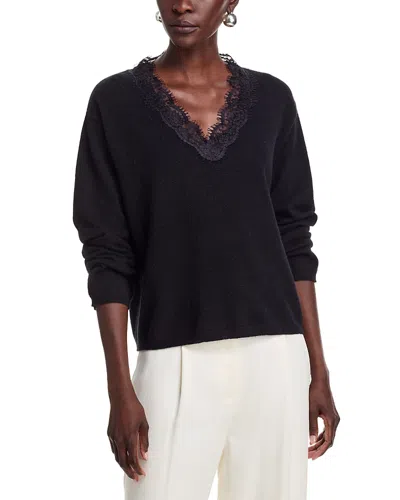 C By Bloomingdale's Cashmere Drop Shoulder Lace Trim V Neck Cashmere Sweater, Exclusive In Animal Print