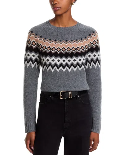 C By Bloomingdale's Cashmere Fairisle Crewneck Sweater - Exclusive In Gray