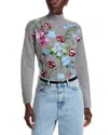C By Bloomingdale's Cashmere Garden Floral Mock Neck Sweater - Exclusive In Gray