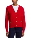 C By Bloomingdale's Cashmere Hardware Trim V Neck Cardigan - Exclusive In Red