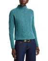 C By Bloomingdale's Cashmere Mock Neck Cable Cashmere Sweater - Exclusive In Green