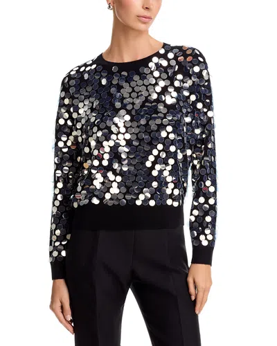 C By Bloomingdale's Cashmere Pailette Crewneck Cashmere Sweater, Exclusive In Black