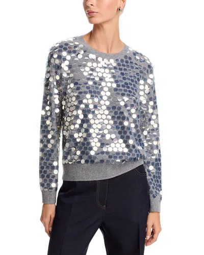 C By Bloomingdale's Cashmere Pailette Crewneck Cashmere Sweater, Exclusive In Silver