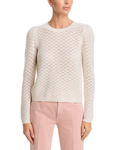 C By Bloomingdale's Cashmere Pointelle Crewneck Puff Sleeve Cashmere Sweater, Exclusive In White
