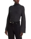 C By Bloomingdale's Cashmere Rib Knit Bell Sleeve Turtleneck Sweater - Exclusive In Gray