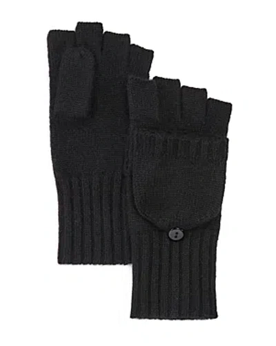 C By Bloomingdale's Cashmere Ribbed Knit Cashmere Pop Top Mittens - Exclusive In Black