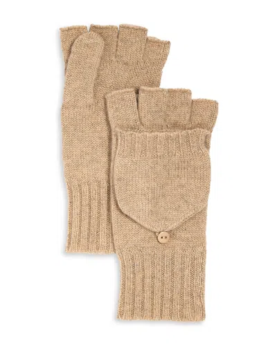 C By Bloomingdale's Cashmere Ribbed Knit Cashmere Pop Top Mittens - Exclusive In Brown