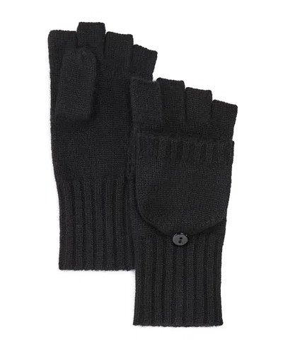C By Bloomingdale's Cashmere Ribbed Knit Cashmere Pop Top Mittens - Exclusive In Black