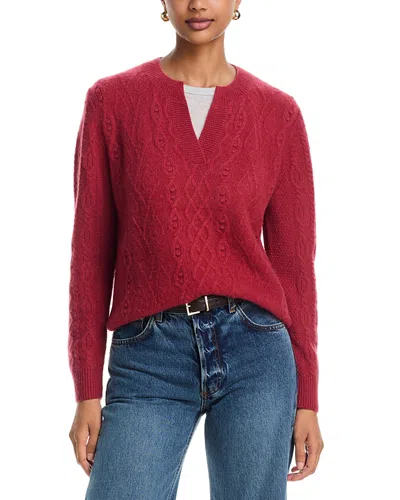C By Bloomingdale's Cashmere Split Neck Cable Sweater In Multi
