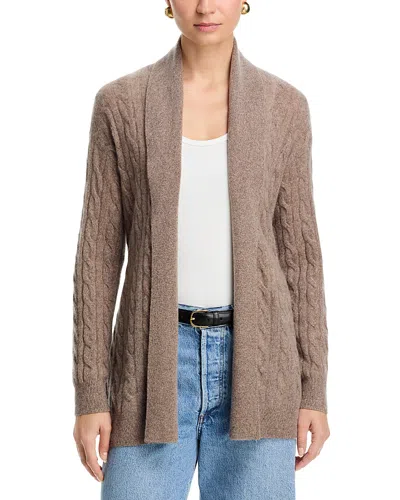 C By Bloomingdale's Cashmere Tie Waist Cable Open Front Cashmere Cardigan - Exclusive In Brown