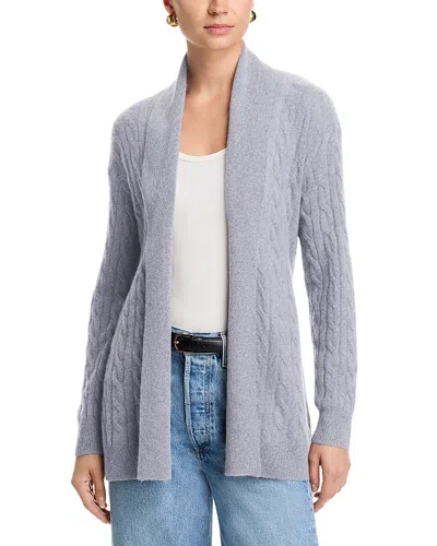 C By Bloomingdale's Cashmere Tie Waist Cable Open Front Cashmere Cardigan - Exclusive In Gray