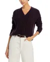 C By Bloomingdale's Cashmere Cable Knit Drop Shoulder V Neck Sweater - Exclusive In Dark Brown