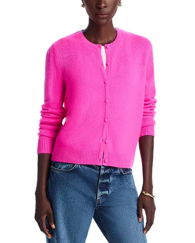 C By Bloomingdale's Cashmere Crewneck Cardigan Sweater - Exclusive In Ultra Pink