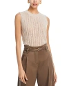 C By Bloomingdale's Cashmere Crochet Crewneck Vest In Heather Oatmeal