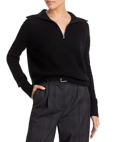 C By Bloomingdale's Cashmere Drop Shoulder Half Zip Cashmere Sweater - Exclusive In Black