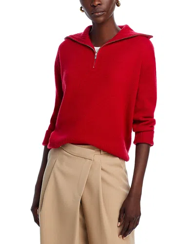 C By Bloomingdale's Cashmere Drop Shoulder Half Zip Cashmere Sweater - Exclusive In Brick