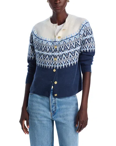 C By Bloomingdale's Cashmere Fair Isle Cardigan Sweater - Exclusive In Ivory/anchor Blue