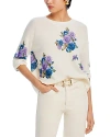 C By Bloomingdale's Cashmere Floral Bouquet Crewneck Sweater - Exclusive In Ivory/blue
