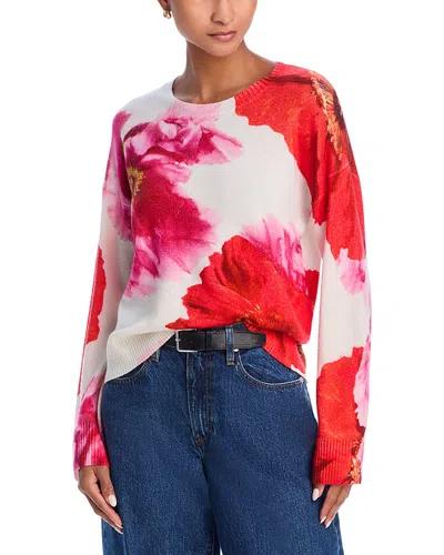 C By Bloomingdale's Cashmere Floral Print Crewneck Sweater - Exclusive In Ivory