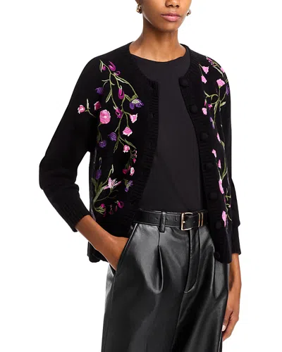 C By Bloomingdale's Cashmere Garden Floral Cardigan - Exclusive In Black