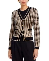 C By Bloomingdale's Cashmere Houndstooth Contrast Trim Cashmere Cardigan - Exclusive In Black/honey