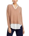 C By Bloomingdale's Cashmere Layered Look Cashmere Sweater - Exclusive In Camel