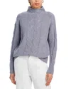 C By Bloomingdale's Cashmere Mock Neck Cable Cashmere Sweater - Exclusive In Medium Grey