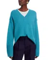 C By Bloomingdale's Cashmere Outer Seam V Neck Pullover- Exclusive In Seafoam