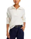 C By Bloomingdale's Cashmere Quarter Zip Cable Knit Sweater - Exclusive In Ivory