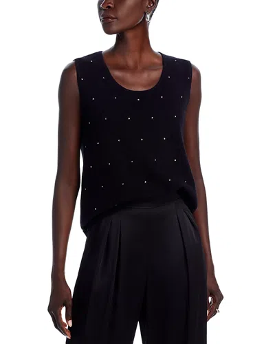 C By Bloomingdale's Cashmere Rhinestone Embellished Sleeveless Sweater - Exclusive In Black