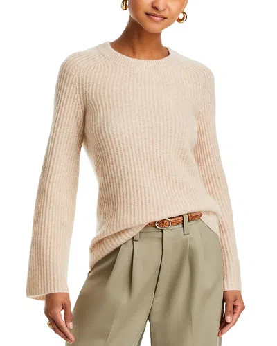 C By Bloomingdale's Cashmere Ribbed Crewneck Sweater - Exclusive In Heather Oatmeal