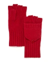 C By Bloomingdale's Cashmere Ribbed Knit Cashmere Pop Top Mittens - Exclusive In Cherry