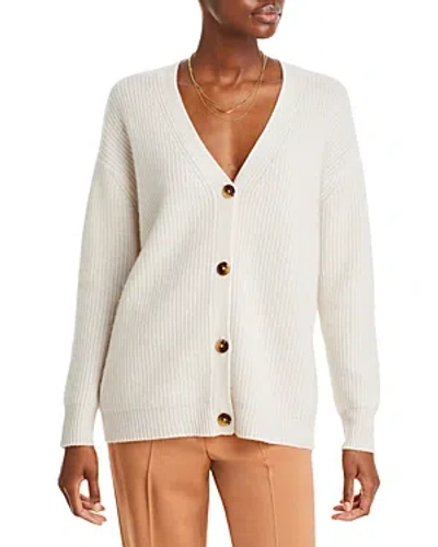 C By Bloomingdale's Cashmere Ribbed Oversized Cashmere Cardigan - 100% Exclusive In Alabaster