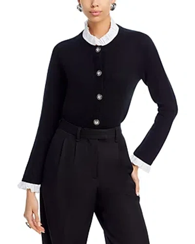 C By Bloomingdale's Cashmere Ruffle Trim Cardigan - Exclusive In Black