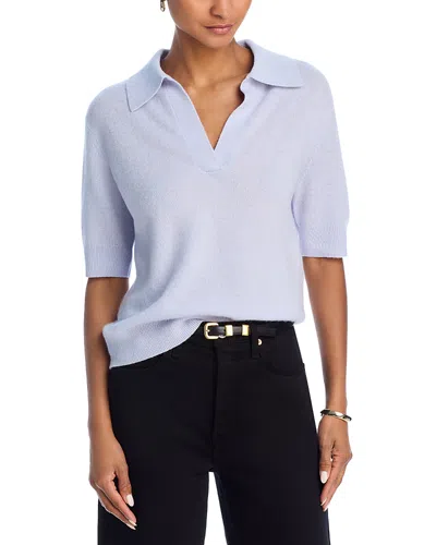 C By Bloomingdale's Cashmere Short Sleeve Polo Sweater - Exclusive In Serenity Blue