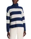 C By Bloomingdale's Cashmere Striped Turtleneck Sweater - Exclusive In Anchor Blue/ivory