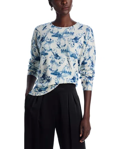 C By Bloomingdale's Cashmere Toile Crewneck Sweater - Exclusive In Ivory/blue