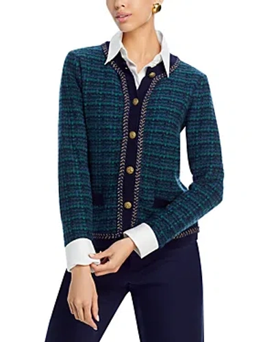 C By Bloomingdale's Cashmere Tweed Crewneck Cardigan - Exclusive In Navy Combo