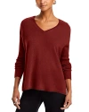 C By Bloomingdale's Cashmere V-neck Ribbed Sleeve Cashmere Sweater - Exclusive In Dark Sienna