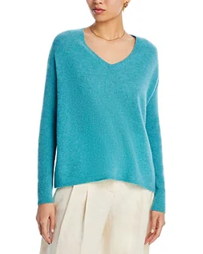 C By Bloomingdale's Cashmere V-neck Ribbed Sleeve Cashmere Sweater - 100% Exclusive In Marled Tea