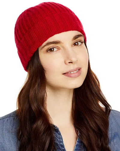 C By Bloomingdale's Cashmere C By Bloomingdale's Ribbed Knit Cuff Cashmere Hat - Exclusive In Cherry