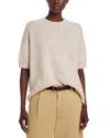 C By Bloomingdale's Short Sleeve Cashmere Sweater - Exclusive In Heather Oatmeal