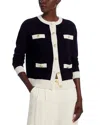 C By Bloomingdale's Contrast Trim Cashmere Cardigan - 100% Exclusive In Black